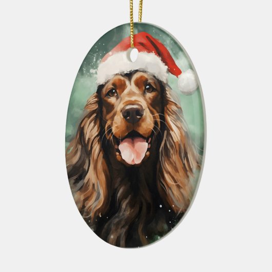Cocker Spaniel Kerstborstel schilderen kunstwerk Keramisch Ornament (Links)