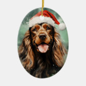 Cocker Spaniel Kerstborstel schilderen kunstwerk Keramisch Ornament (Voorkant)
