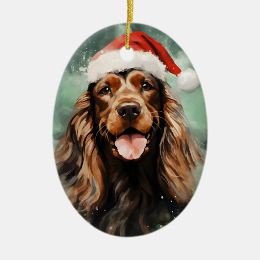 Cocker Spaniel Kerstborstel schilderen kunstwerk Keramisch Ornament (Voorkant)