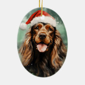 Cocker Spaniel Kerstborstel schilderen kunstwerk Keramisch Ornament (Achterkant)