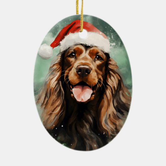 Cocker Spaniel Kerstborstel schilderen kunstwerk Keramisch Ornament (Achterkant)