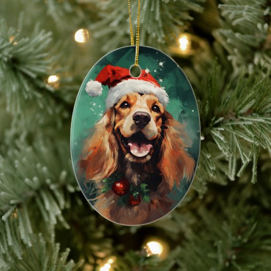 Cocker Spaniel Kerstborstel schilderen kunstwerk Keramisch Ornament (Boom)