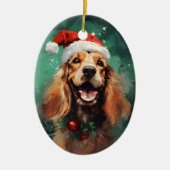 Cocker Spaniel Kerstborstel schilderen kunstwerk Keramisch Ornament (Voorkant)