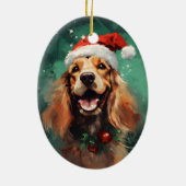 Cocker Spaniel Kerstborstel schilderen kunstwerk Keramisch Ornament (Achterkant)