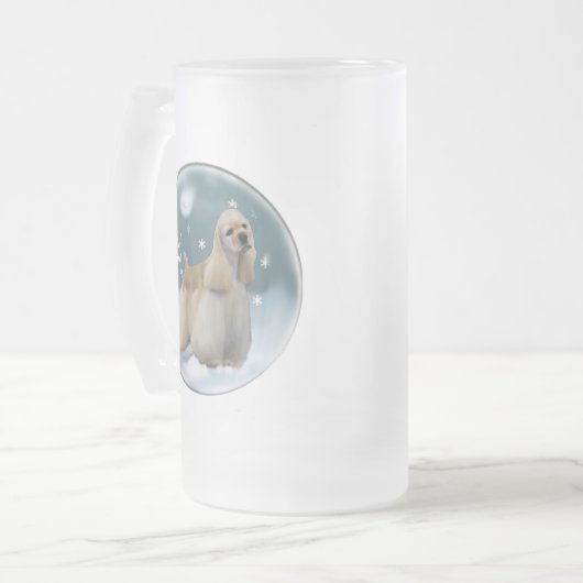 Cocker Spaniel-kerstcadeaus Matglas Bierpul (Voorkant links)
