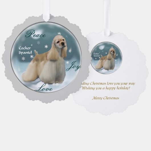 Cocker Spaniel-kerstcadeaus Ornament Kaart (Voorkant / Achterkant)