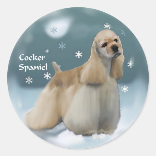 Cocker Spaniel-kerstcadeaus Ronde Sticker (Voorkant)