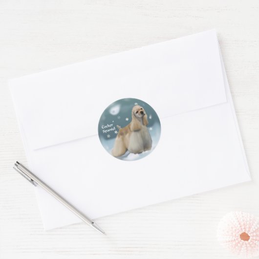 Cocker Spaniel-kerstcadeaus Ronde Sticker (Envelop)