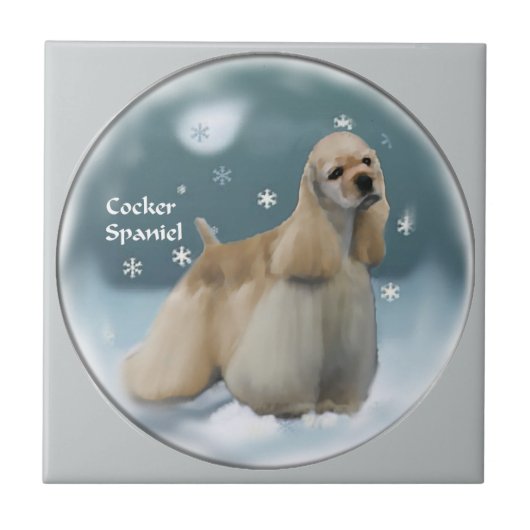 Cocker Spaniel-kerstcadeaus Tegeltje (Voorkant)