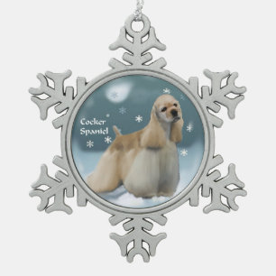 Cocker Spaniel-kerstcadeaus Tin Sneeuwvlok Ornament