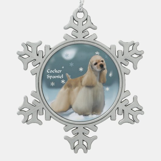 Cocker Spaniel-kerstcadeaus Tin Sneeuwvlok Ornament (Voorkant)