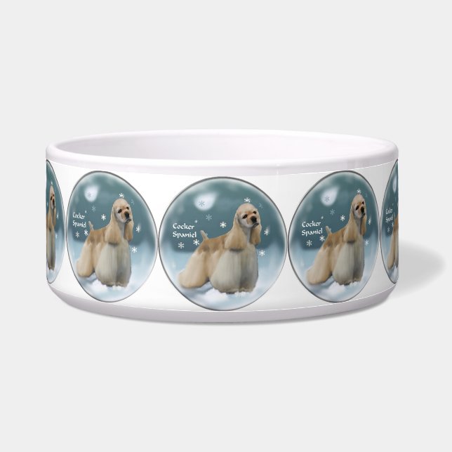 Cocker Spaniel-kersthond Bowl Voerbakje (Voorkant)