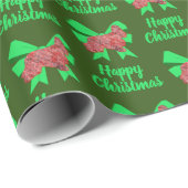 Cocker Spaniel Kersthond & Groene Boog Groen Cadeaupapier (Rol Hoek)