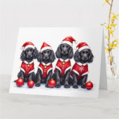 Cocker Spaniel Kerstjurk Kerstman Hoed Kaart (Gele Bloem)