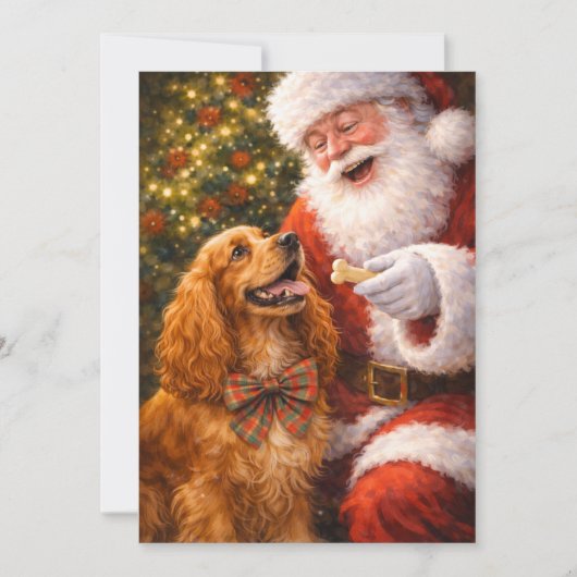 Cocker Spaniel Kerstkaart – Charlie met Kerstman (Voorkant)