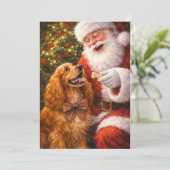 Cocker Spaniel Kerstkaart – Charlie met Kerstman (Staand voorkant)