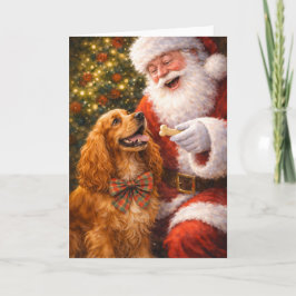 Cocker Spaniel Kerstkaart – Charlie met Kerstman Feestdagen Kaart