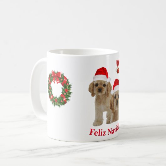 Cocker Spaniel Kerstkoffie mok (Voorkant links)