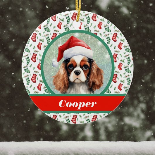 Cocker Spaniel Kerstkousen en Hondennaam Keramisch Ornament