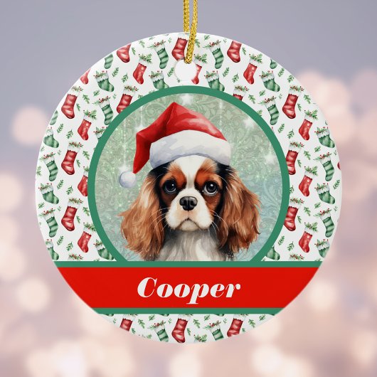 Cocker Spaniel Kerstkousen en Hondennaam Keramisch Ornament
