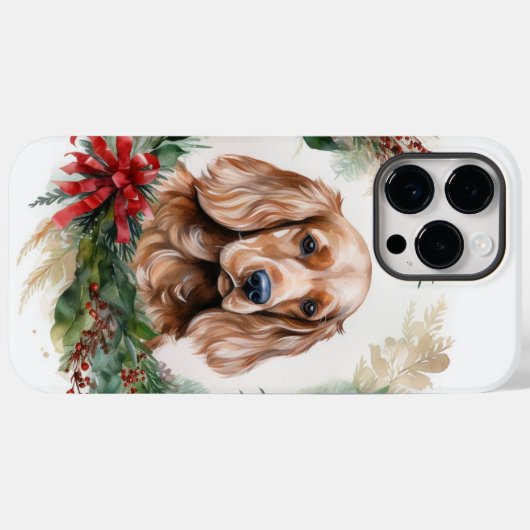 Cocker Spaniel Kerstkrans Feestelijke Pup Case-Mate iPhone Case (Achterkant (horizontaal))