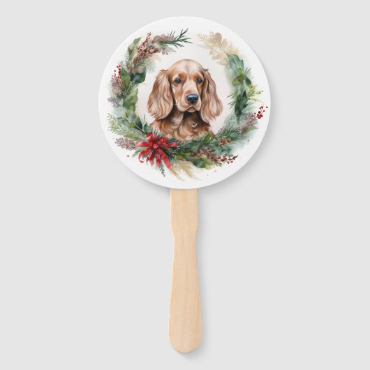 Cocker Spaniel Kerstkrans Feestelijke Pup Handwaaier (Achterkant)