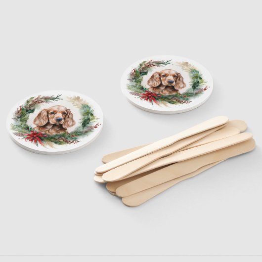 Cocker Spaniel Kerstkrans Feestelijke Pup Handwaaier (Niet-gemonteerd)