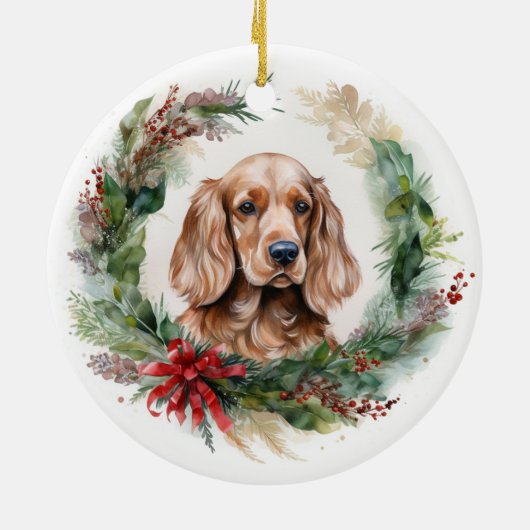Cocker Spaniel Kerstkrans Feestelijke Pup Keramisch Ornament (Achterkant)
