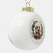Cocker Spaniel Kerstkrans Feestelijke Pup Keramische Bal Ornament (Links)