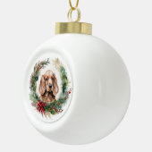Cocker Spaniel Kerstkrans Feestelijke Pup Keramische Bal Ornament (Rechts)