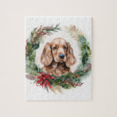 Cocker Spaniel Kerstkrans Feestelijke Pup Legpuzzel (Verticaal)