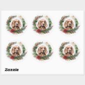Cocker Spaniel Kerstkrans Feestelijke Pup Ronde Sticker (Vel)