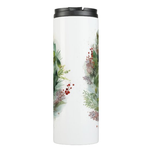 Cocker Spaniel Kerstkrans Feestelijke Pup Thermosbeker (Achterkant)