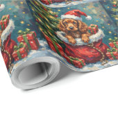 Cocker Spaniel Kerstman Zak Avontuur Cadeaupapier (Rol Hoek)