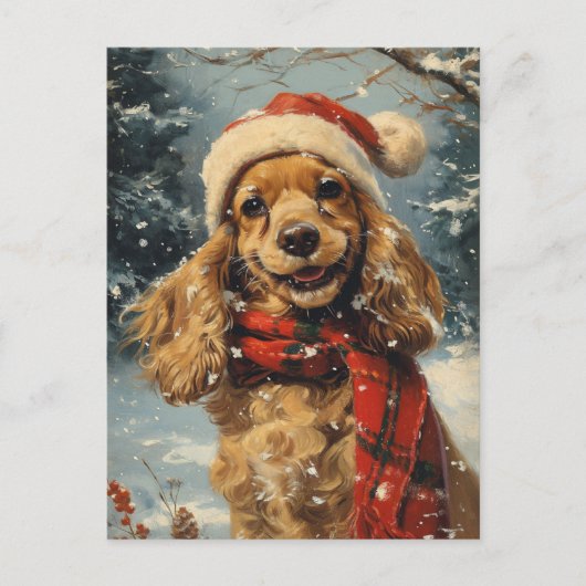 Cocker Spaniel Kerstmis Briefkaart (Voorkant)