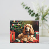 Cocker Spaniel Kerstmis Briefkaart (Staand voorkant)