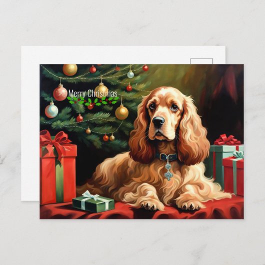 Cocker Spaniel Kerstmis Briefkaart (Voorkant / Achterkant)