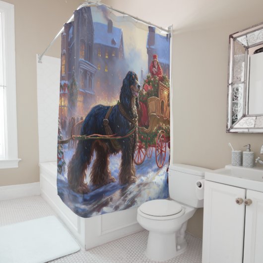Cocker Spaniel Kerstmis Feestelijk Seizoen Douchegordijn (In situ)