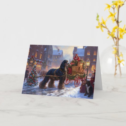 Cocker Spaniel Kerstmis Feestelijk Seizoen Kaart (Gele Bloem)