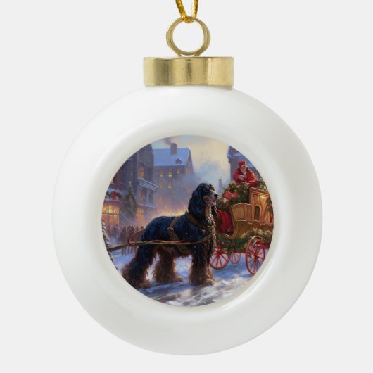 Cocker Spaniel Kerstmis Feestelijk Seizoen Keramische Bal Ornament (Voorkant)