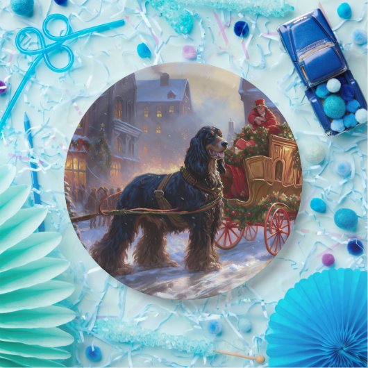 Cocker Spaniel Kerstmis Feestelijk Seizoen Papieren Bordje (Feest)