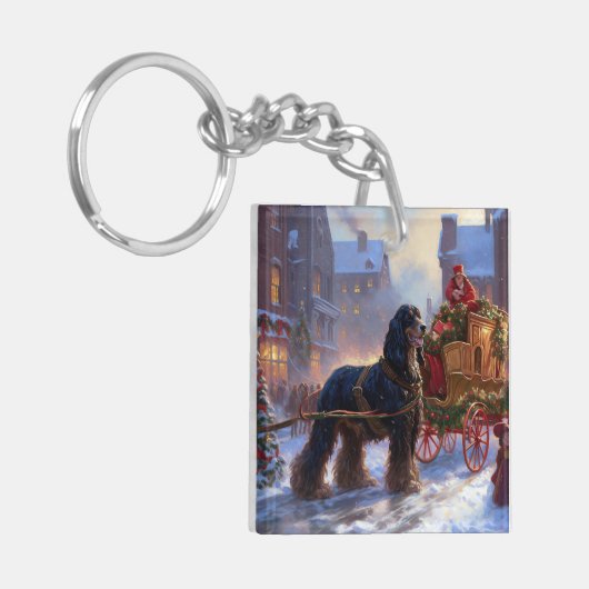 Cocker Spaniel Kerstmis Feestelijk Seizoen Sleutelhanger (Voorkant Links)