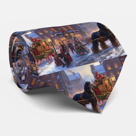 Cocker Spaniel Kerstmis Feestelijk Seizoen Stropdas (Opgerold)