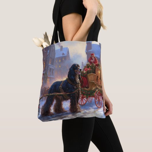 Cocker Spaniel Kerstmis Feestelijk Seizoen Tote Bag (Dichtbij)