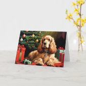 Cocker Spaniel Kerstmis Kaart (Gele Bloem)
