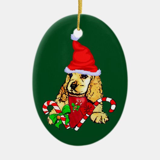 Cocker Spaniel Kerstmis Keramisch Ornament (Voorkant)
