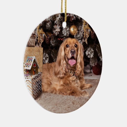Cocker Spaniel Kerstmis Keramisch Ornament (Rechts)