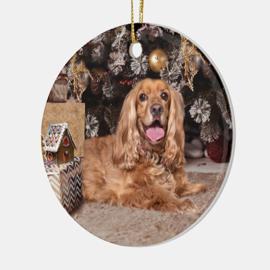 Cocker Spaniel Kerstmis Keramisch Ornament (Links)