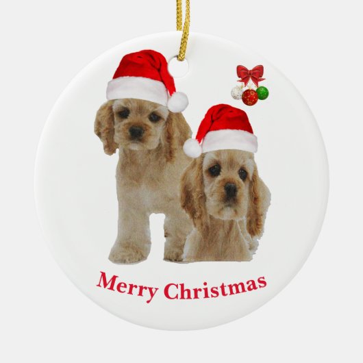 Cocker spaniel Kerstmis Keramisch Ornament (Voorkant)