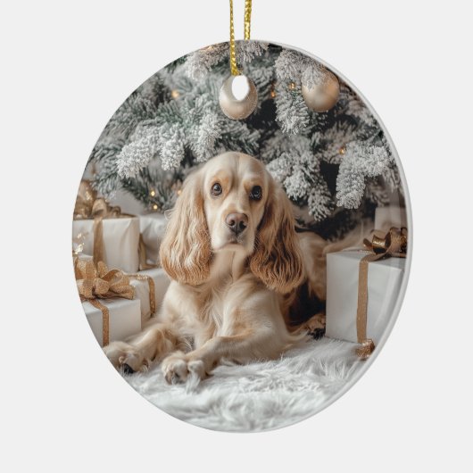Cocker Spaniel Kerstmis Keramisch Ornament (Links)